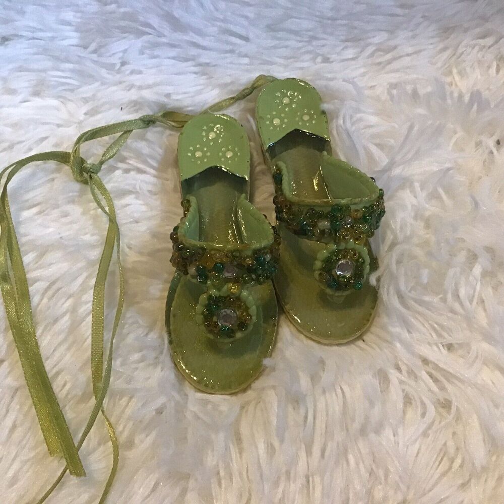 Green Beaded Flip Flop Sandal Ornaments Resin Hanging Car Charm Summer Decor